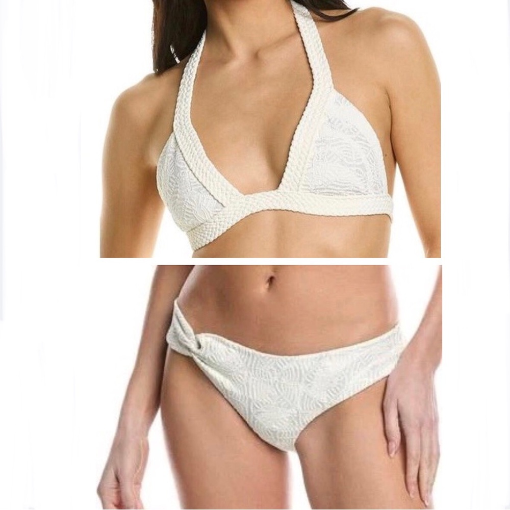 NWT Devon Windsor Ada Tori Metallic Twist Front Rope Halter Bikini Size Medium